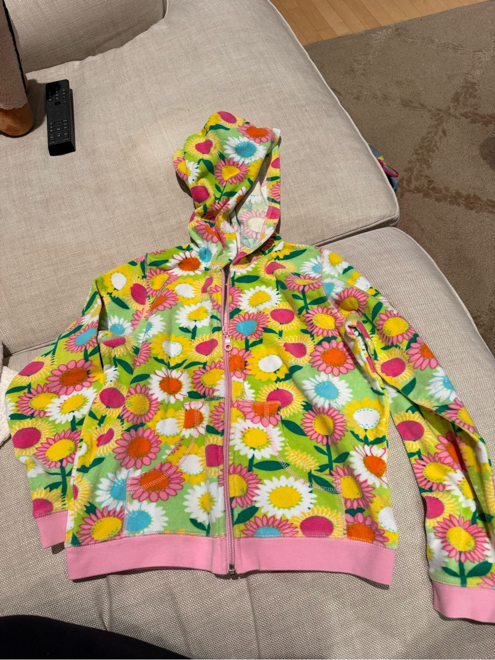 Lilly Pulitzer Girls Floral Hooded Zip Jacket - Yellow, Pink & Green